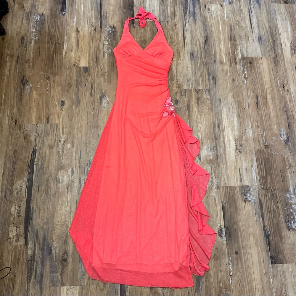 VTG Y2K 2000s Pink Shimmer Glitter Fairy Coquette Princess Prom Formal Dress